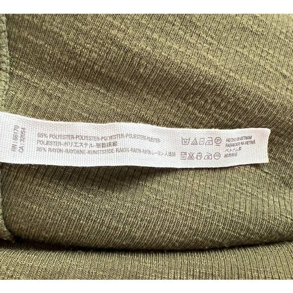 Free People Intimately Olive Green Ribbed Knit Deep V Neck Long Slv Top Large L - Picture 5 of 5